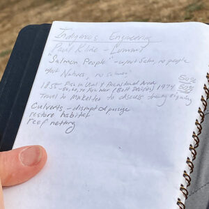 A participant's notebook learning about Indigenous engineering
