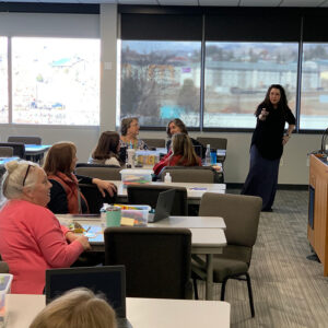 Teachers discuss with each other their ideas about mushroom structure and function.