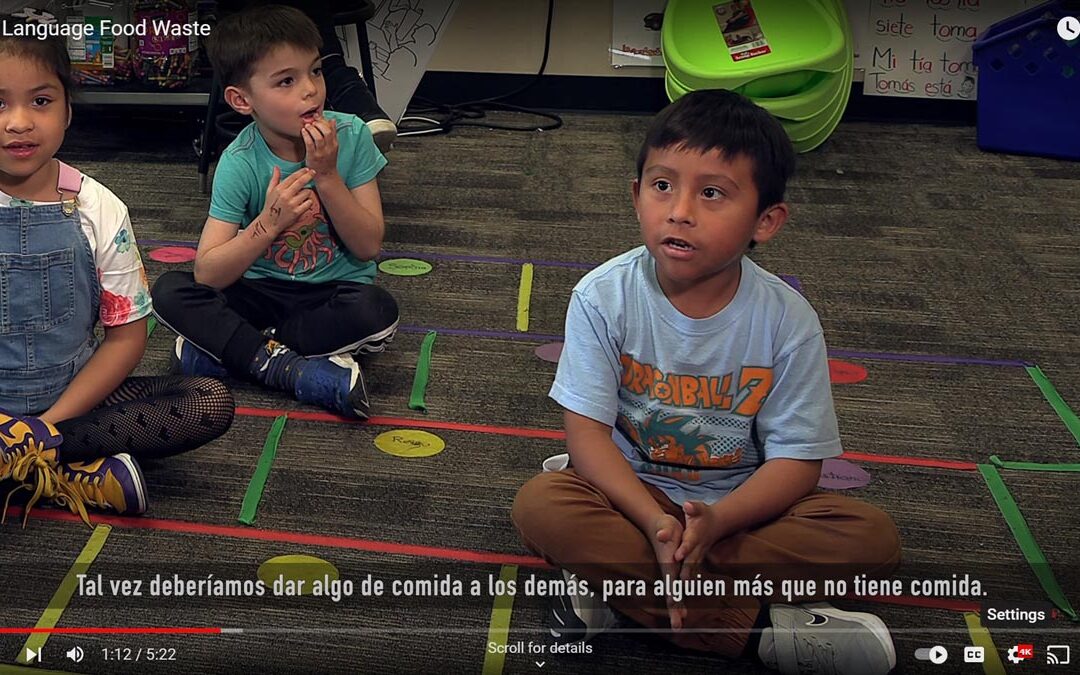 Dual language kindergarten students learn about food waste