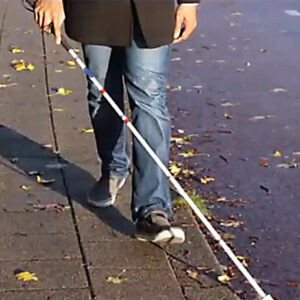 Blind person walking