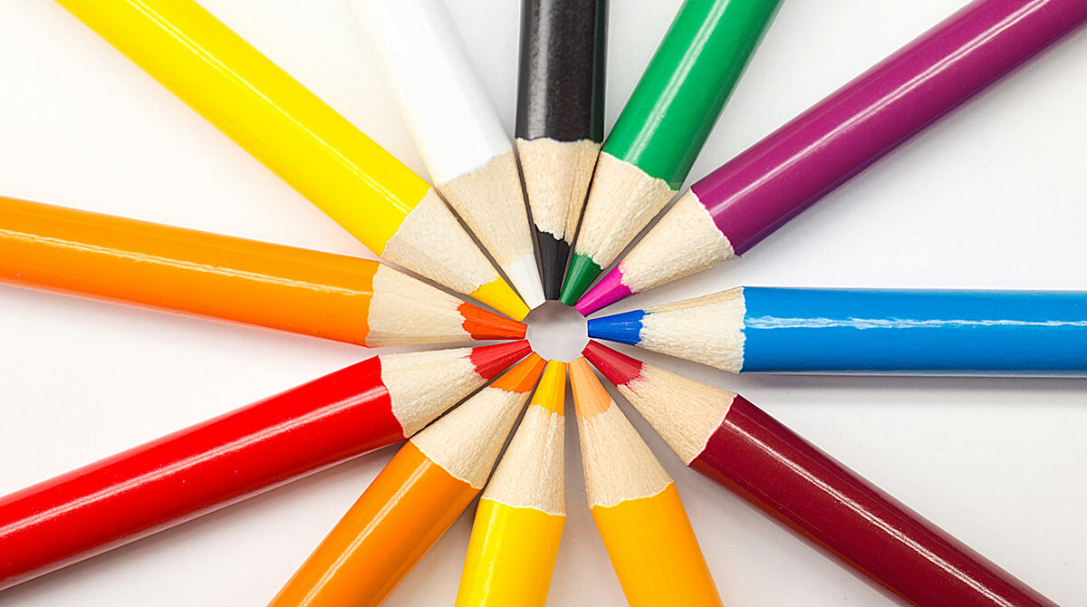 Colored pencils in a circle