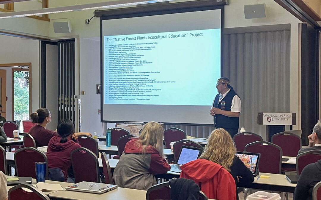 Jeffrey Thomas, Director of Timber, Fish, and Wildlife for the Puyallup Tribe of Indians, shared about current and historical Indigenous connections to local forests