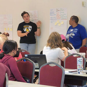Participants analyzed the pre- and post-assessments included in their grade-band SOLS and shared how they address the 3-dimensional NGSS Performance Expectations