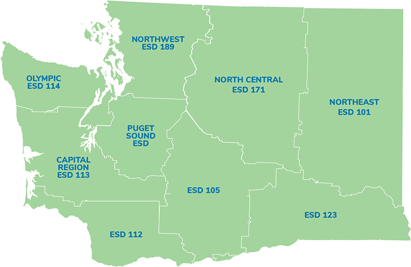 map-ESDs-regions Washington state ESD regions